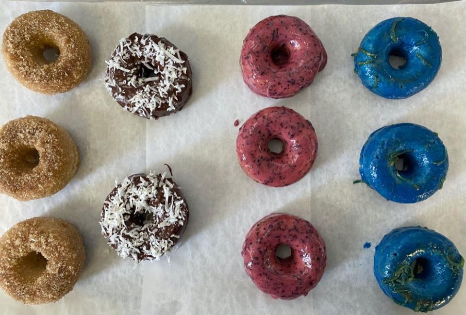 An array of hand-made doughnuts from Living Vine Organic Cafe in Fort Myers.