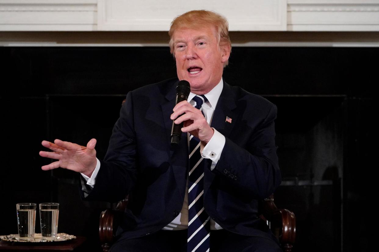 US President Donald Trump takes part in a listening session on gun violence on February 21: AFP/Getty Images