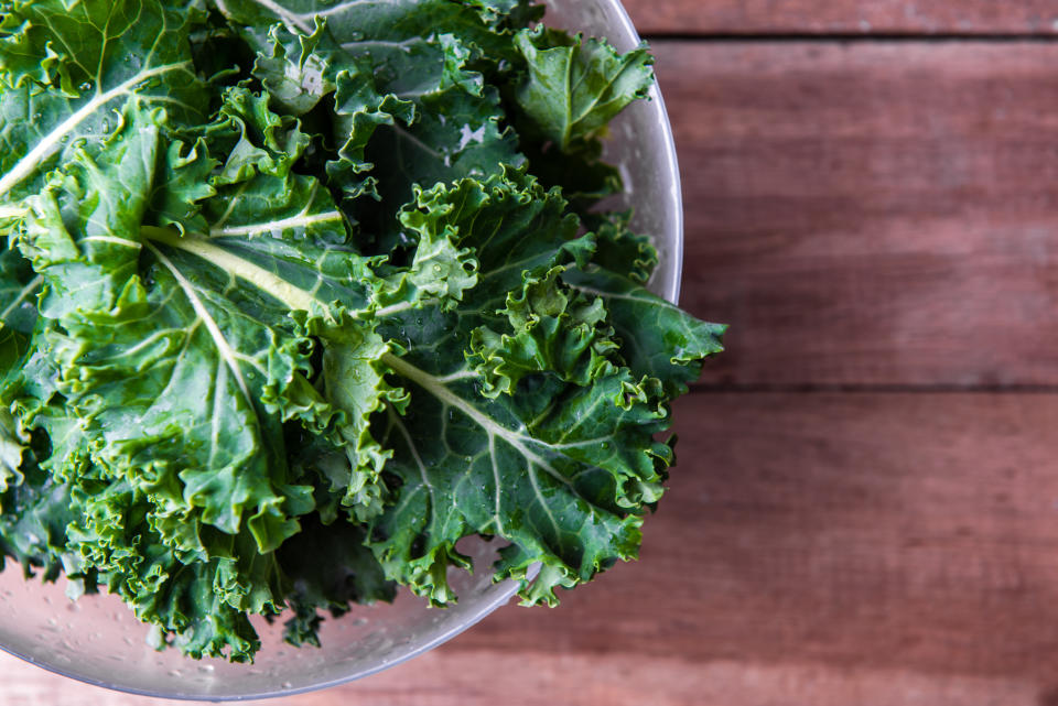 kale in a glass bowl