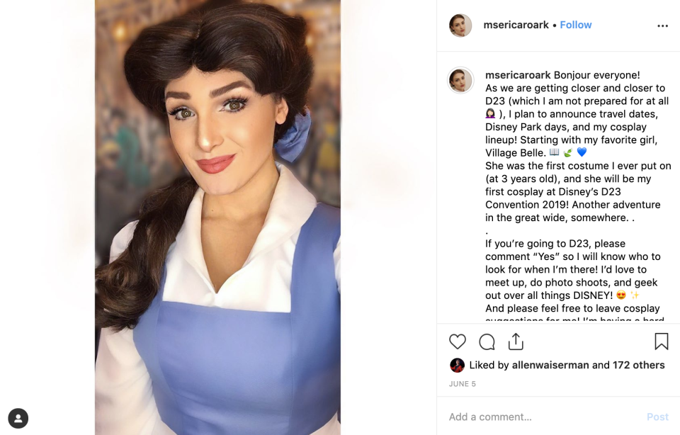 Erica Roark as Belle. Image: Instagram (@msericaroark)