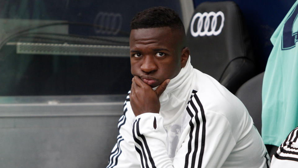 SALZBURG, AUSTRIA - AUGUST 07: Vinicius Junior (Real Madrid) looks on during the pre-season friendly match between RB Salzburg and Real Madrid at Red Bull Arena on August 07, 2019 in Salzburg, Austria. (Photo by TF-Images/Getty Images)