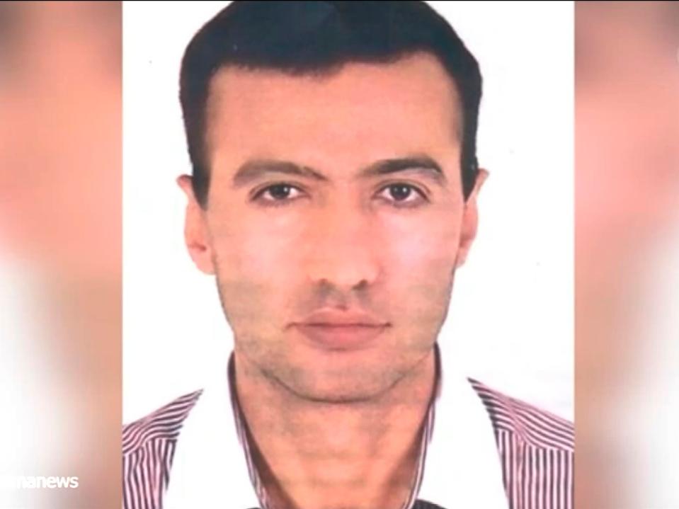 A screengrab of the report by Iran’s state-run broadcaster IRIB showing a man identified as Reza Karimi (IRIB via AP, File)