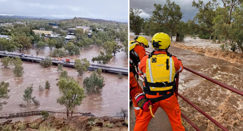 The Todd River rose to dangerous heights this week. Source: Yaye's Cafe/ NTPFES