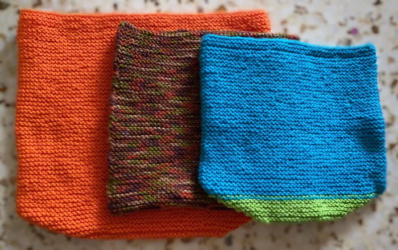 Completed knitted outer pouches for joeys affected by Australia bushfires are seen in this January 5, 2020 image obtained via social media, in Singapore