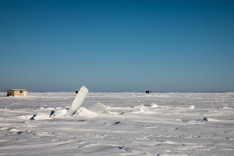 Pressure ridge pictured on Lake of the Woods in Minnesota