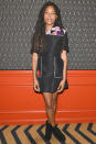 <p><strong>3 October</strong> Naomie Harris looked chic in a black geometric dress with black ankle boots for the party.</p>