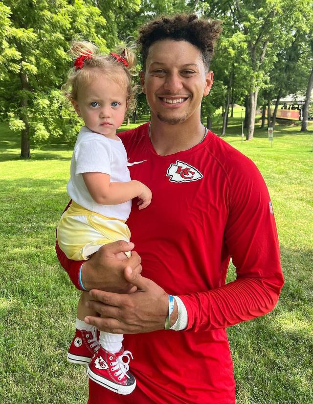 Patrick Mahomes Smiles with Daughter Sterling at Kansas City Chiefs'  'Family Fun Day'