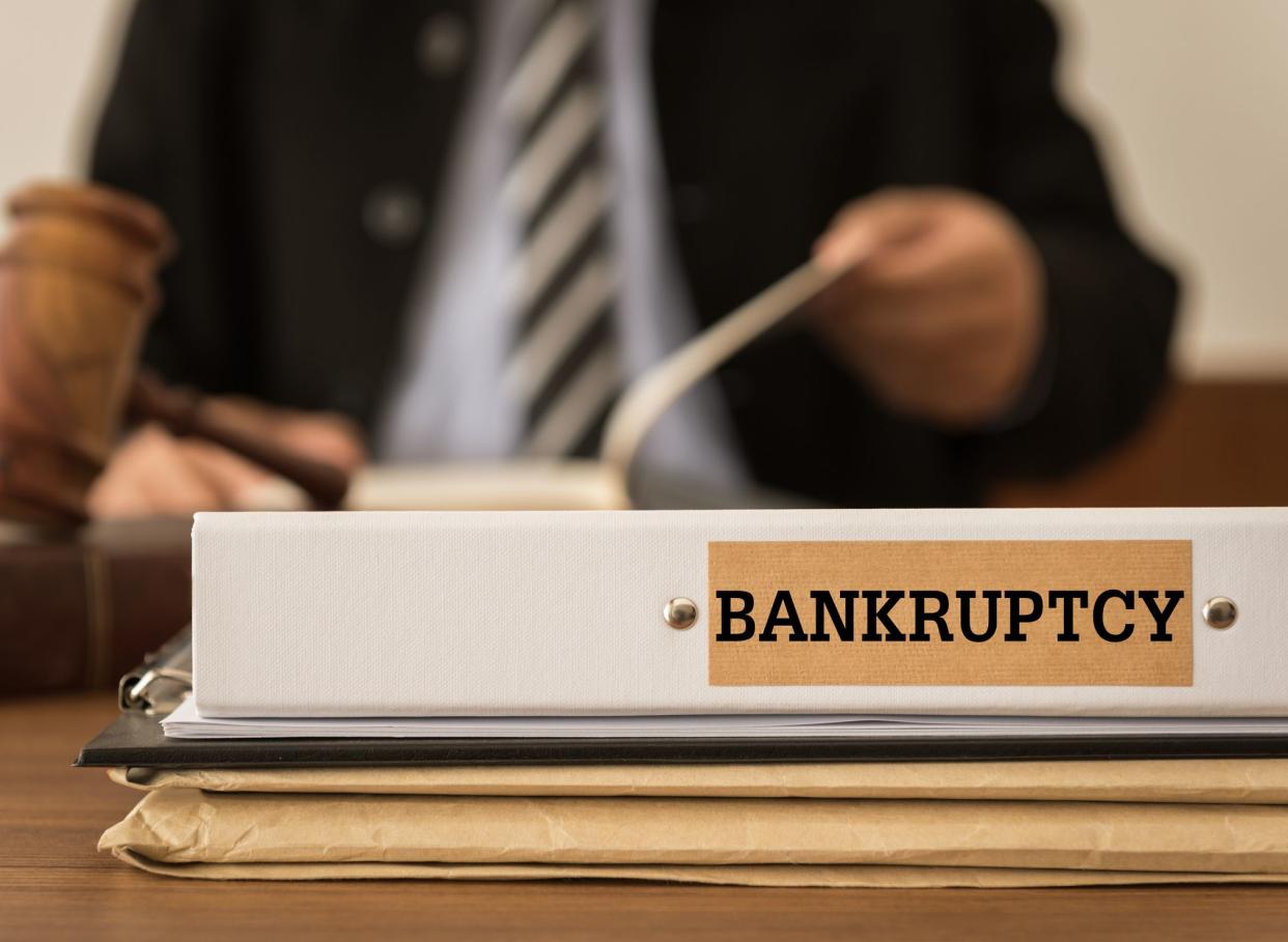 Bankruptcy document folder with lawyer work at law firm. concept of bankruptcy law, bankrupt,bankruptcy court,