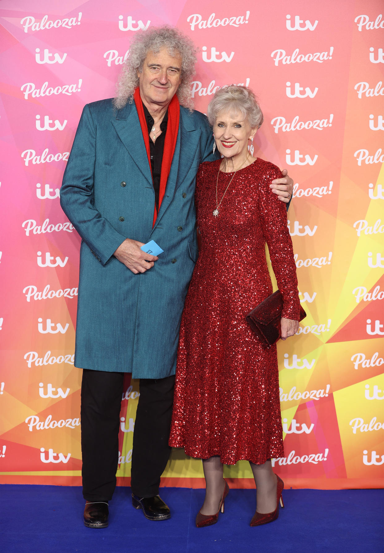 LONDON, ENGLAND - NOVEMBER 23: Brian May and Anita Dobson attend ITV Palooza! at The Royal Festival Hall on November 23, 2021 in London, England. (Photo by Mike Marsland/WireImage)