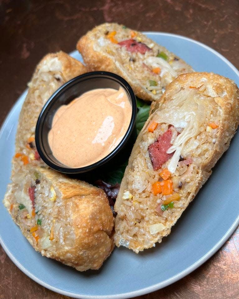 Fried rice egg roll at Baldies Craft Pizzeria.