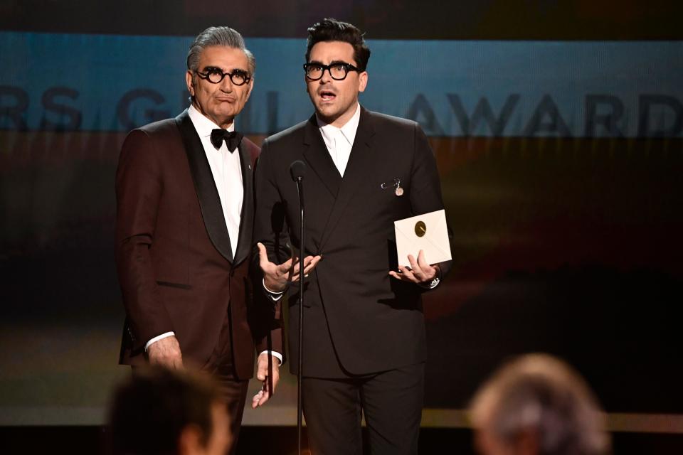 Eugene and Dan Levy both won Emmy Awards for their performances in &quot;Schitt's Creek.&quot;
