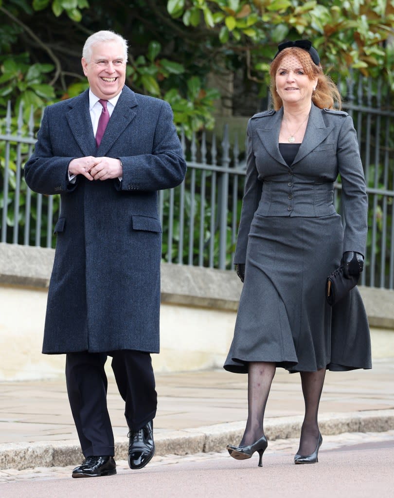 Prince Andrew, Duke of York, and Ferguson, Duchess of York, attend the Thanksgiving service for King Constantine of the Hellenes at St George’s Chapel on Feb. 27, 2024, in Windsor, England. Getty Images