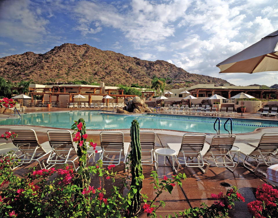 This undated image released by JW Marriott Camelback Inn Resort & Spa shows the Jack Rabbit pool at the JW Marriott Camelback Inn Resort & Spa in Scottsdale, Ariz. Twenty years ago, many Phoenix-area resorts shut down for the summer because of the heat, but now substantial deals are offered that attract locals and tourists alike. (AP Photo/JW Marriott Camelback Inn Resort & Spa)