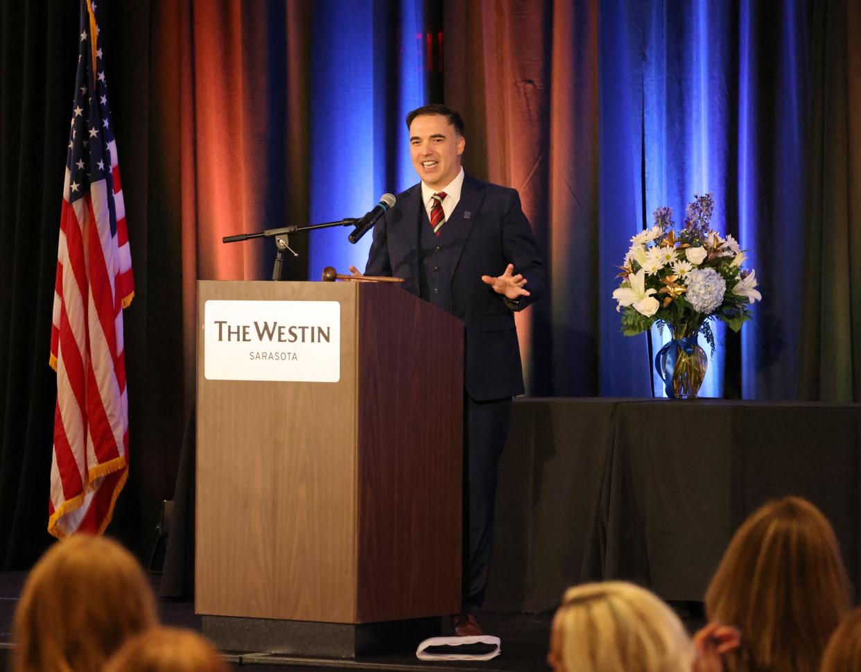 Incoming President Brian Tresidder delivers his speech at the Installation and Awards Banquet on Dec. 8.