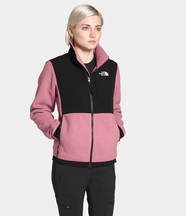 The North Face Women Denali hooded jacket Pink with grey colour. at best  price in Delhi