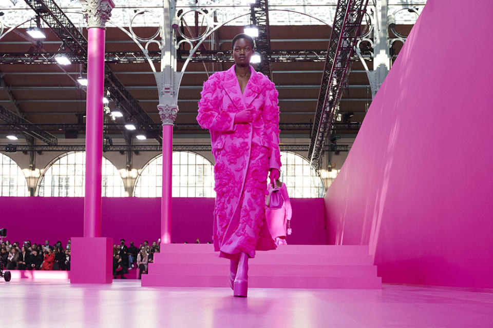 A model walks the runway during the Valentino Womenswear Fall/Winter 2022-2023 show as part of Paris Fashion Week on March 06, 2022 in Paris, France.