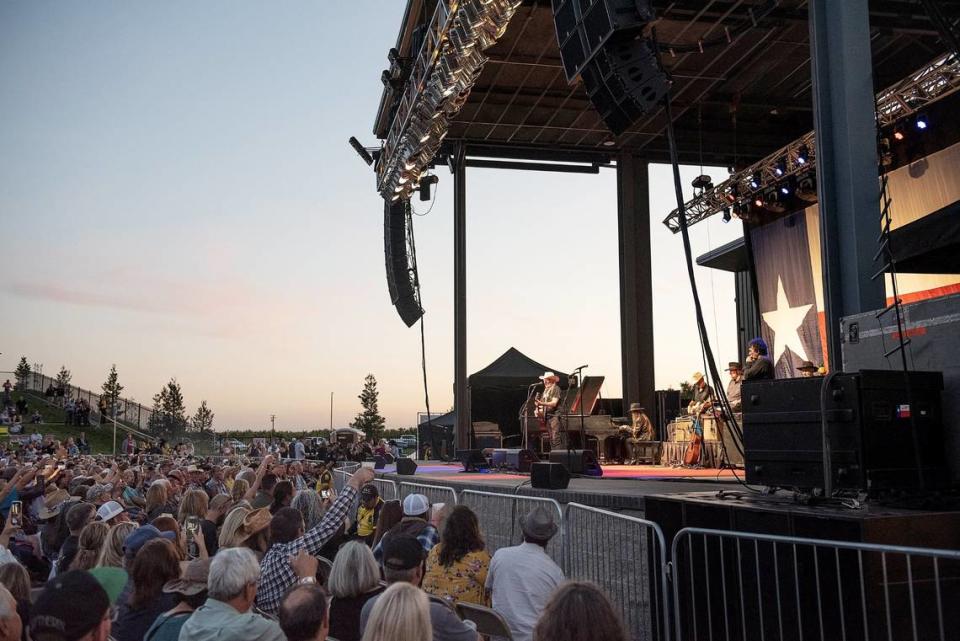 The crowd enjoys a 2019 show at the Fruit Yard Amphitheater in Modesto.