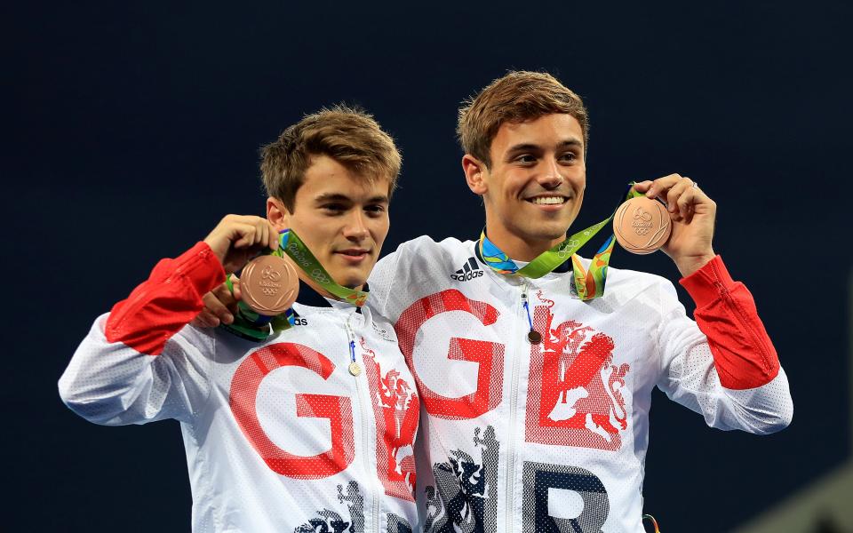 Another Olympic bronze in the synchronised 10m platform as Daley, right, celebtrates with partner Daniel Goodfellow at Rio 2016 (Mike Egerton/PA) (PA Archive)