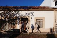 Soldiers are seen in Bavispe town near La Mora