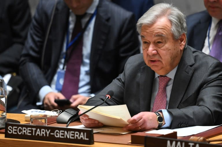 El secretario general de la ONU, António Guterres, en una reunión del Consejo de Seguridad el 18 de abril de 2024 en Nueva York (ANGELA WEISS)