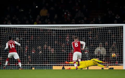 Ederson saves Aubameyang's penalty early in the second half - Credit: Getty images