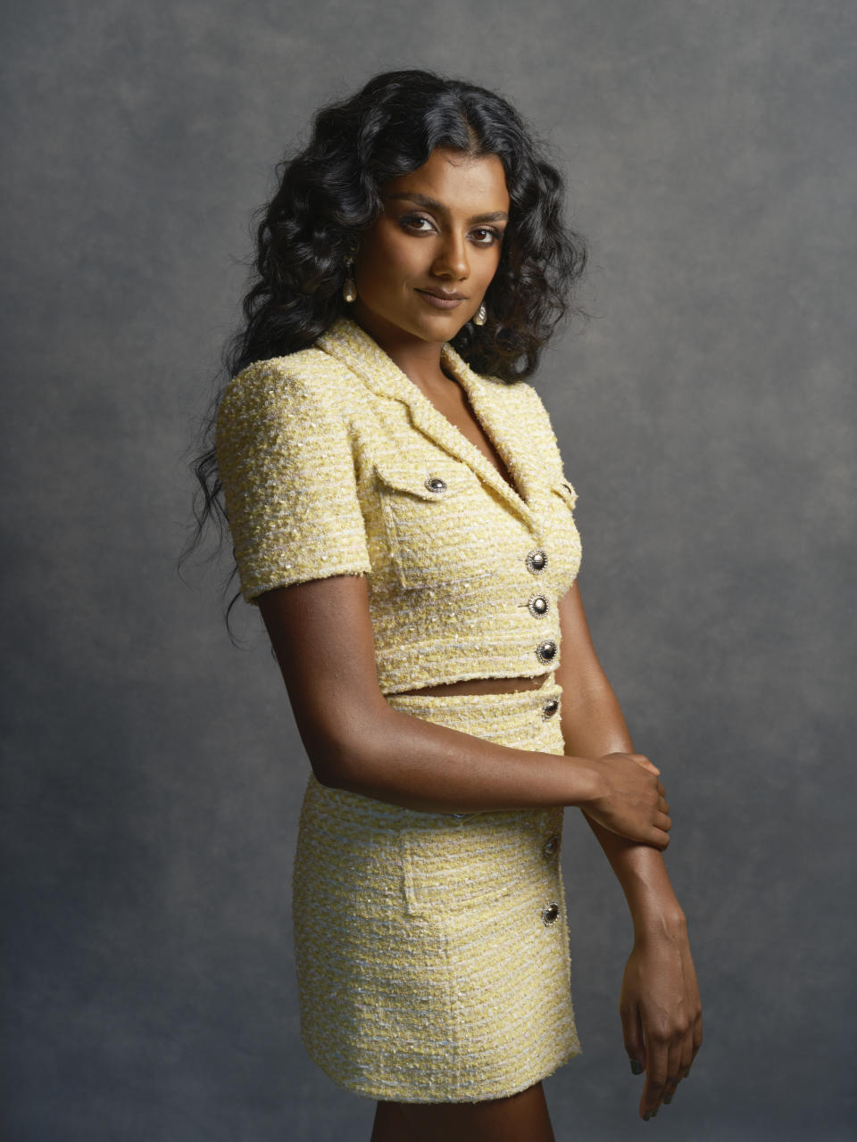 Simone Ashley poses for a portrait on Tuesday, Oct. 25, 2022, in New York. Ashley has been named one of The Associated Press' Breakthrough Entertainers of 2022.(Photo by Drew Gurian/Invision/AP)