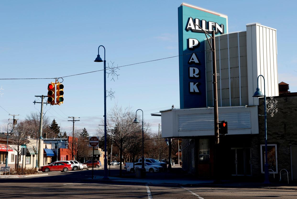 The closed Allen Park Theater on Jan. 21, 2022. The theater that showed $1 movies is being demolished.