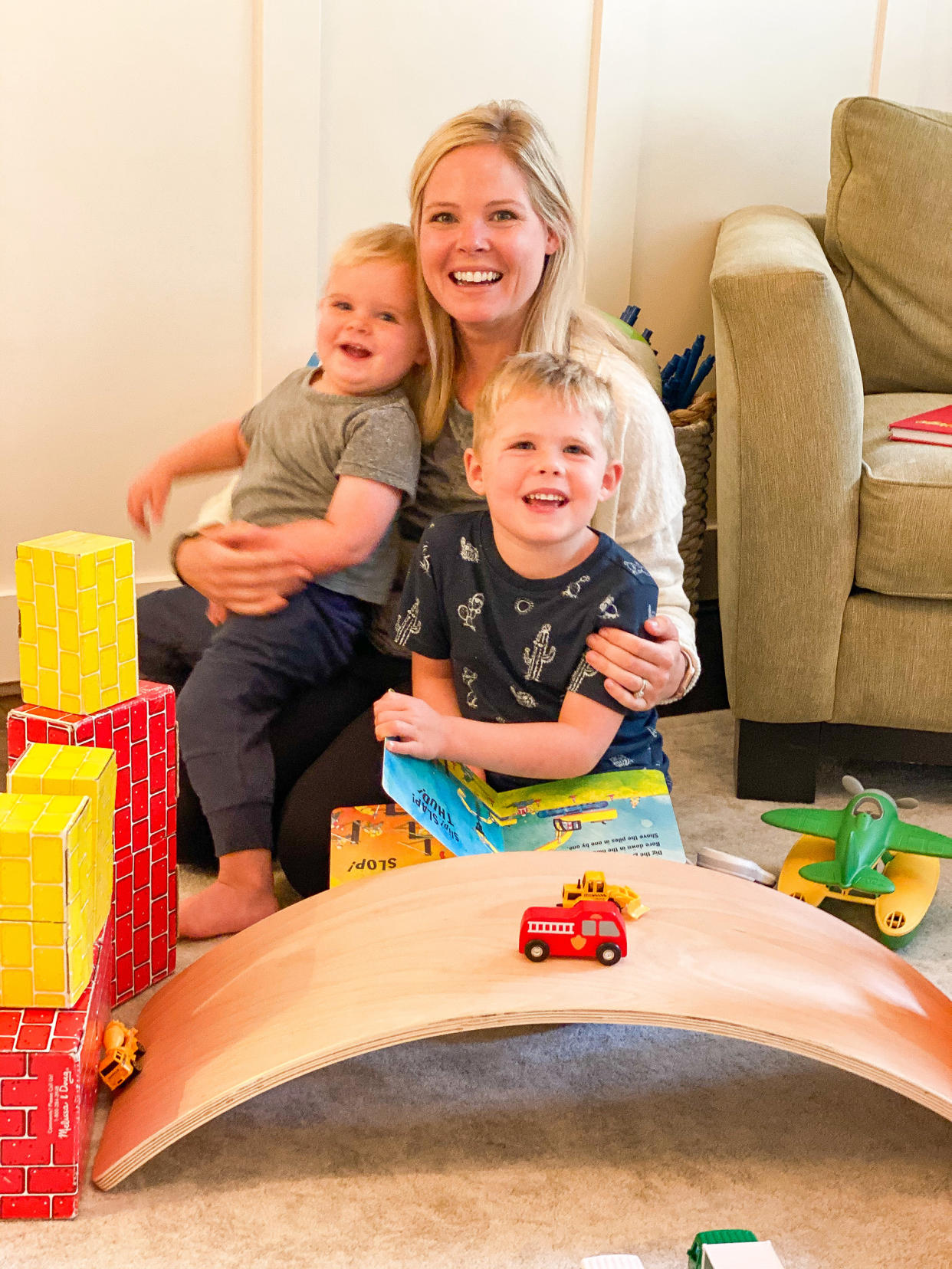Kirsten Russell and her sons, Connor, 4, and Jackson, 2, in 2020, when wildfires ripped across the West Coast. (Courtesy Kirsten Russell)
