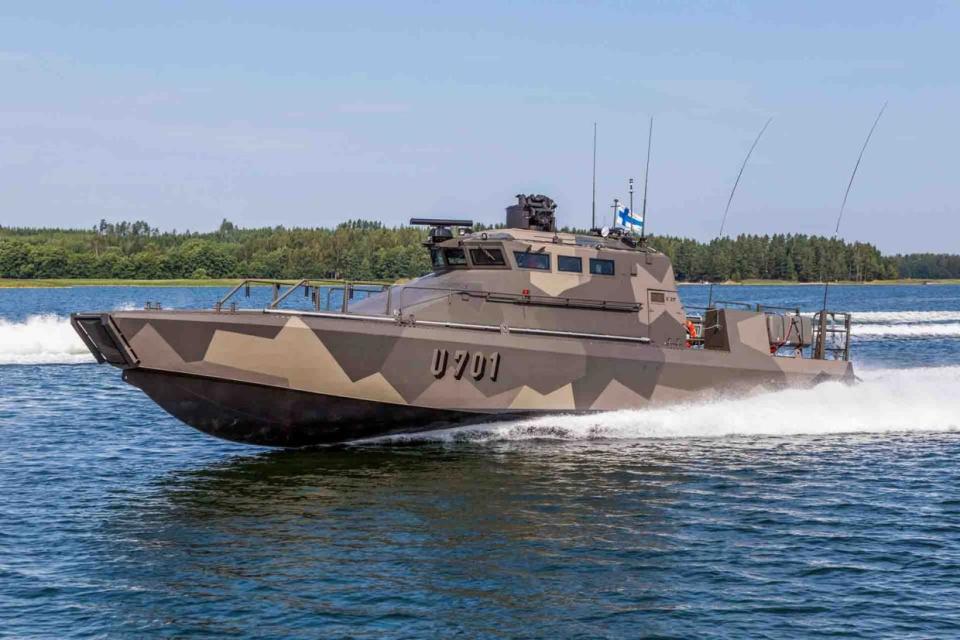 The Finnish Jehu-class Watercat M18 armoured modular craft built by Marine Alutech. (Marine Alutech)