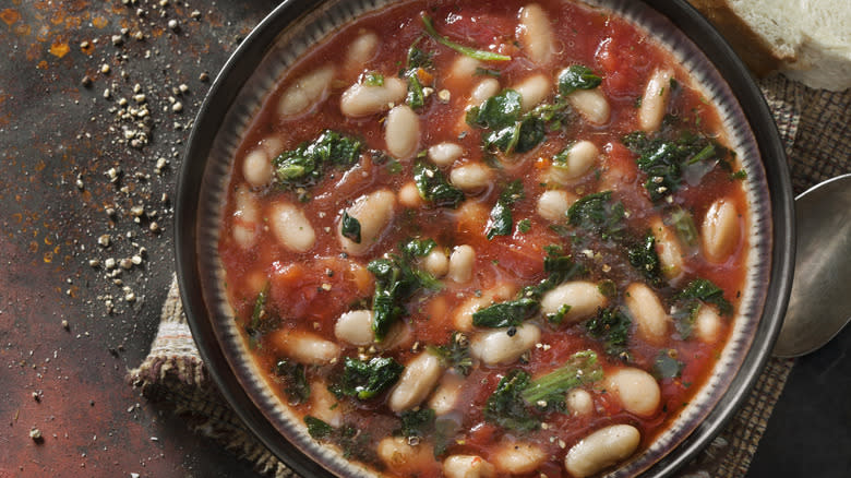 white beans in a tomato broth