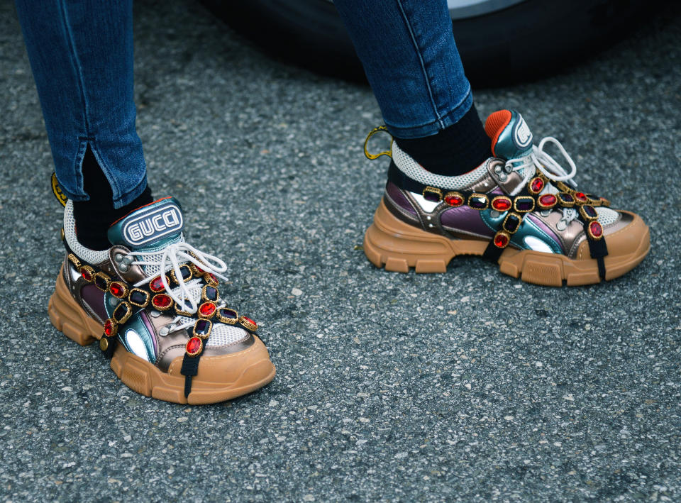 BEVERLY HILLS, CALIFORNIA - APRIL 28: Ivy Getty, wearing Gucci Flashtrek sneakers with removable crystals, attends the 2019 BritWeek Car Rally on April 28, 2019 in Beverly Hills, California. (Photo by Chelsea Guglielmino/Getty Images)