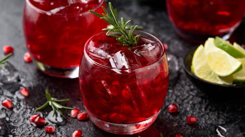 Pomegranate drink with garnish