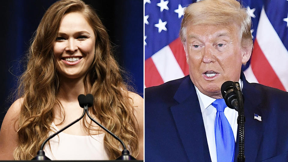 Donald Trump and Ronda Rousey, pictured here during the 2020 US Election.