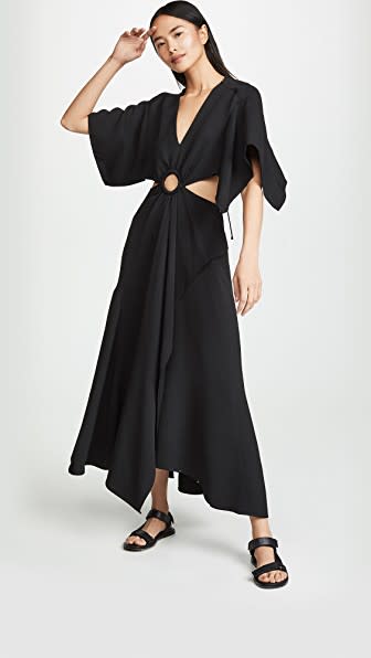 Short Sleeve Crepe Maxi Dress