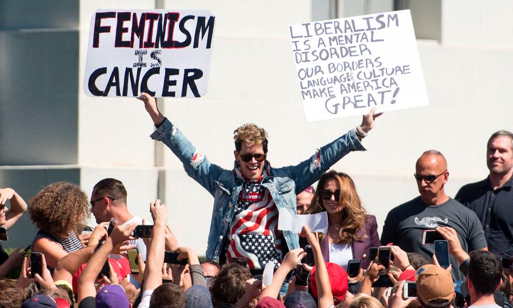 Conservative provocateur Milo Yiannopoulos on the campus of the University of California, Berkeley.