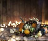 <p>Grab a basket, some miniature pumpkins, gourds, pretty leaves or whatever fall decor you have lying around and create a festive centerpiece together with your guests. Let the kids help, for a personalized touch. </p>