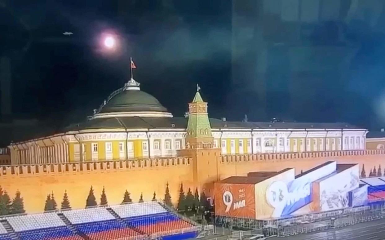 A flying object approaching the dome of the Kremlin - OSTOROZHNO NOVOST/REUTERS