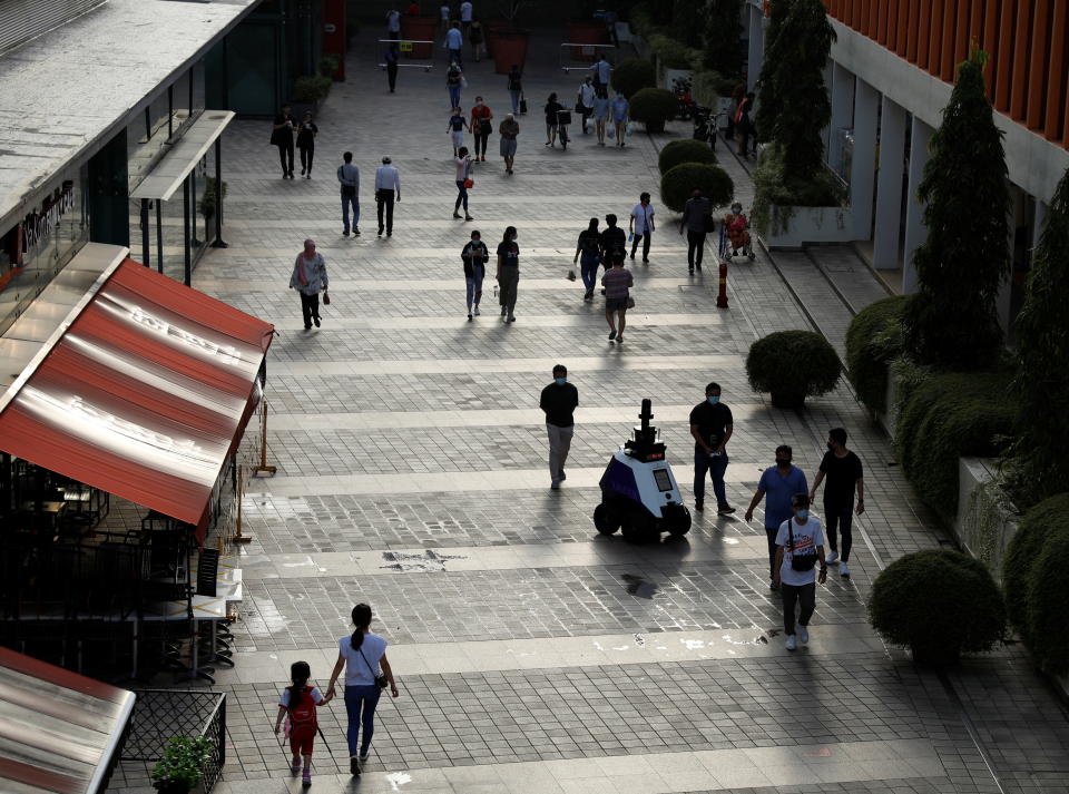 Autonomous robot Xavier patrols a neighbourhood mall to detect 