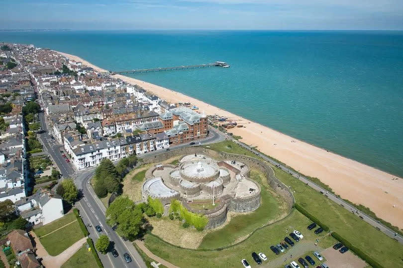 An aerial view towards Deal's High Street taken above the town's castle with the pier in the background -Credit:Getty Images/iStockphoto
