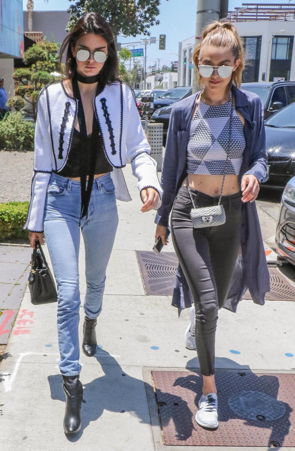 Kendall Jenner and Gigi Hadid are seen in West Hollywood on June 02, 2016 in Los Angeles, California