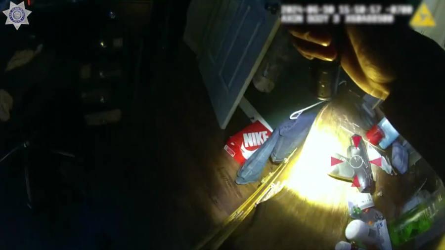 Video shared by the San Bernardino Police Department on social media shows the moment a firearm is discovered inside a home where an illegal gambling operation was found. It’s unclear when and where the bust happened.
