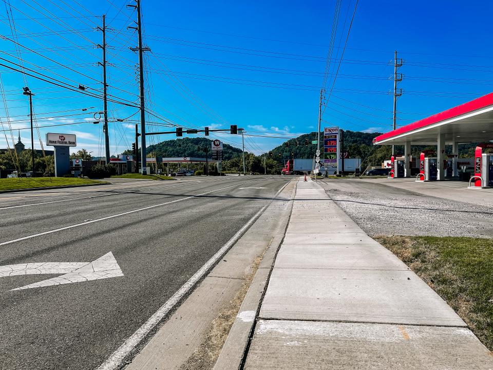 At the intersection of Tazewell Pike and Emory Road in Gibbs, Knox County Engineering and Public Works Department began adding approximately 350 feet of new sidewalk to improve walkability on July 28, 2022. The concrete work concluded on Aug. 15, and pedestrian signal indicators should be installed in the next three to four weeks. Gibbs, Aug. 18, 2022.