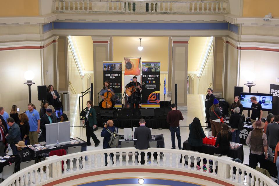 Kalyn Fay performs during Film and Music Day at the state Capitol.