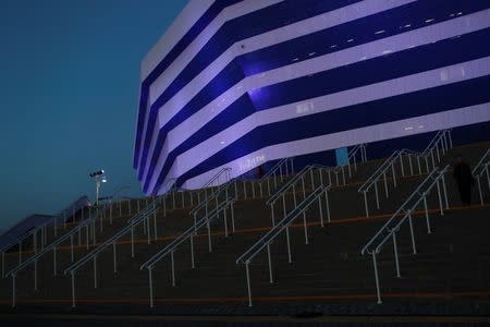 Stairs leading up to a stadium are seen in the evening in Kaliningrad, Russia, June 28, 2018. REUTERS/Kacper Pempel