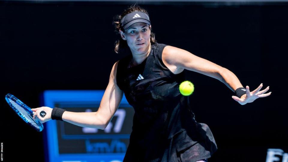 Garbine Muguruza in action at the 2023 Australian Open