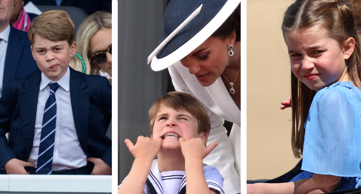 Prince George, Prince Louis and Princess Charlotte at the Queen's Platinum Jubilee in London