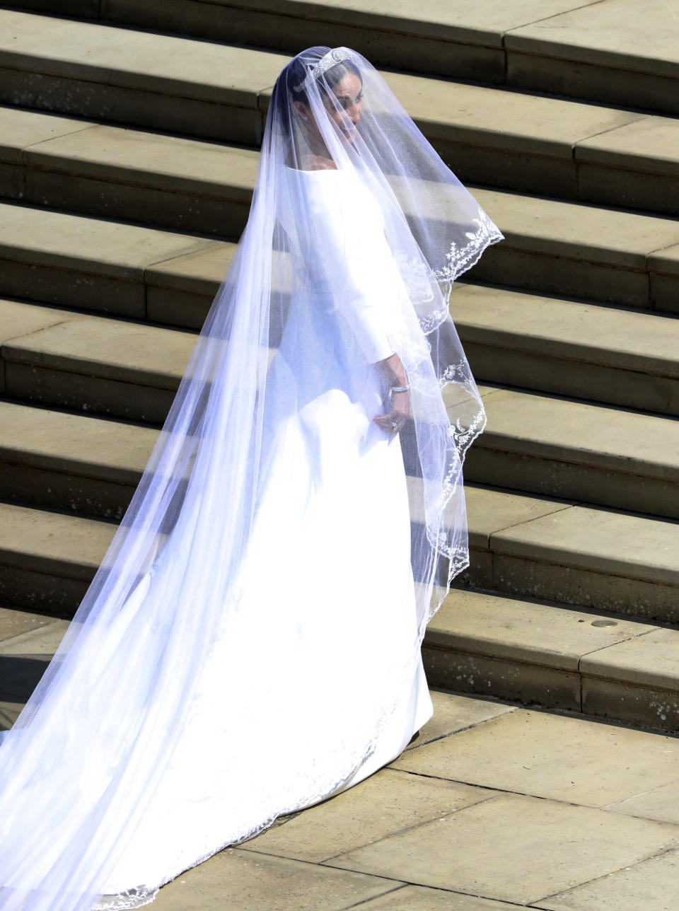 Was Meghan’s choice of designer a subtle nod to her feminist beliefs [Photo: AP]