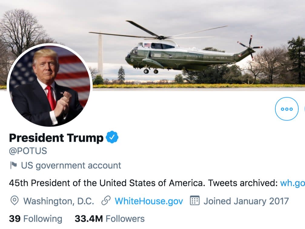 <p>La cuenta oficial del presidente de Estados Unidos fue utilizada por Trump para criticar a Twitter</p> (Twitter screengrab)