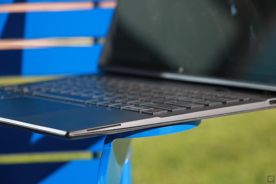 <p>HP Elite Folio Engadget review photo: A side view of the keyboard and the height of its keys.</p>
