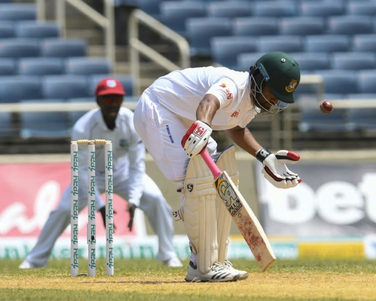 Tamim was trapped lbw by Holder for a duck as Bangladesh's run chase got off to a dreadful start